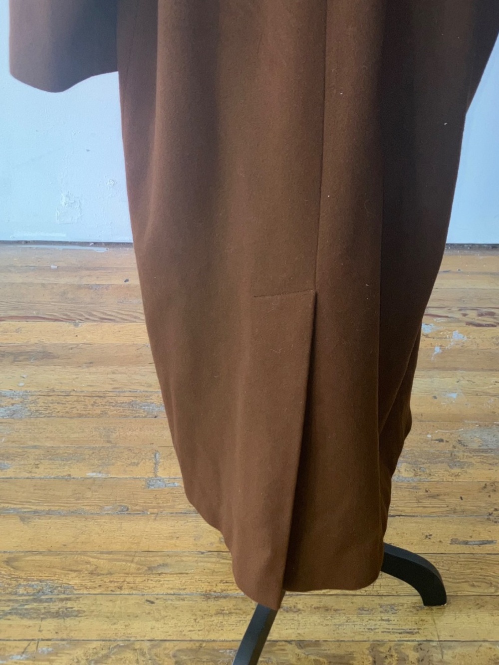Chocolate brown, long wool coat - Picture 8 of 13